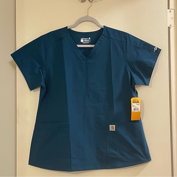 CARHARTT Force Essentials V-Neck Scrub Top in Caribbean Blue - Picture 6 of 10